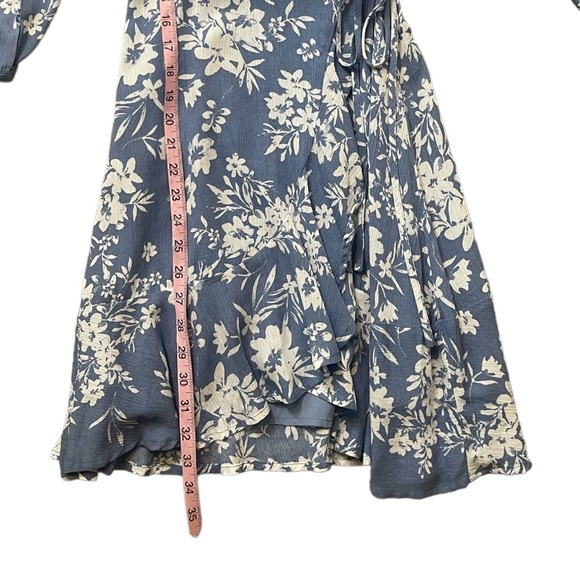 Lulu’s Floral in This Together Dusty Blue Floral Print Wrap Dress - Picture 12 of 14